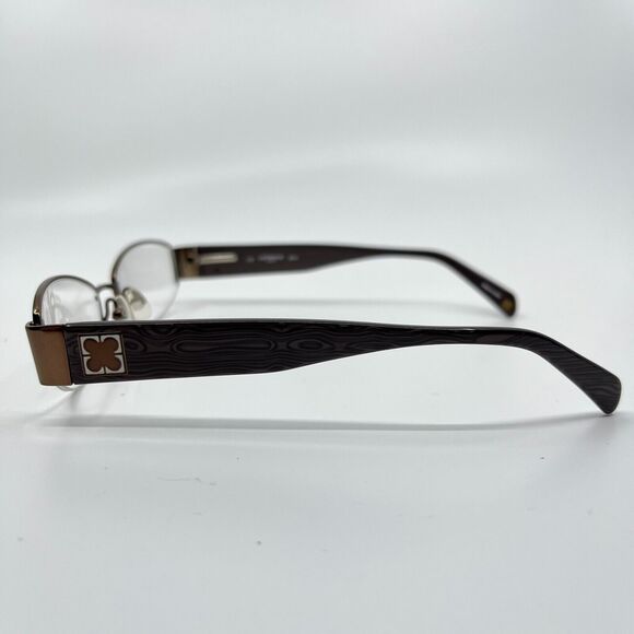 Liz Claiborne Eyeglasses L339 8FH 51-18-135 Wood Print Brown Half Rimless H6778 - Picture 3 of 9
